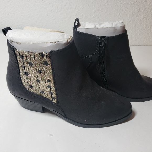 Girls shoes size 1 healed boots NWT glitter stars - Picture 3 of 4